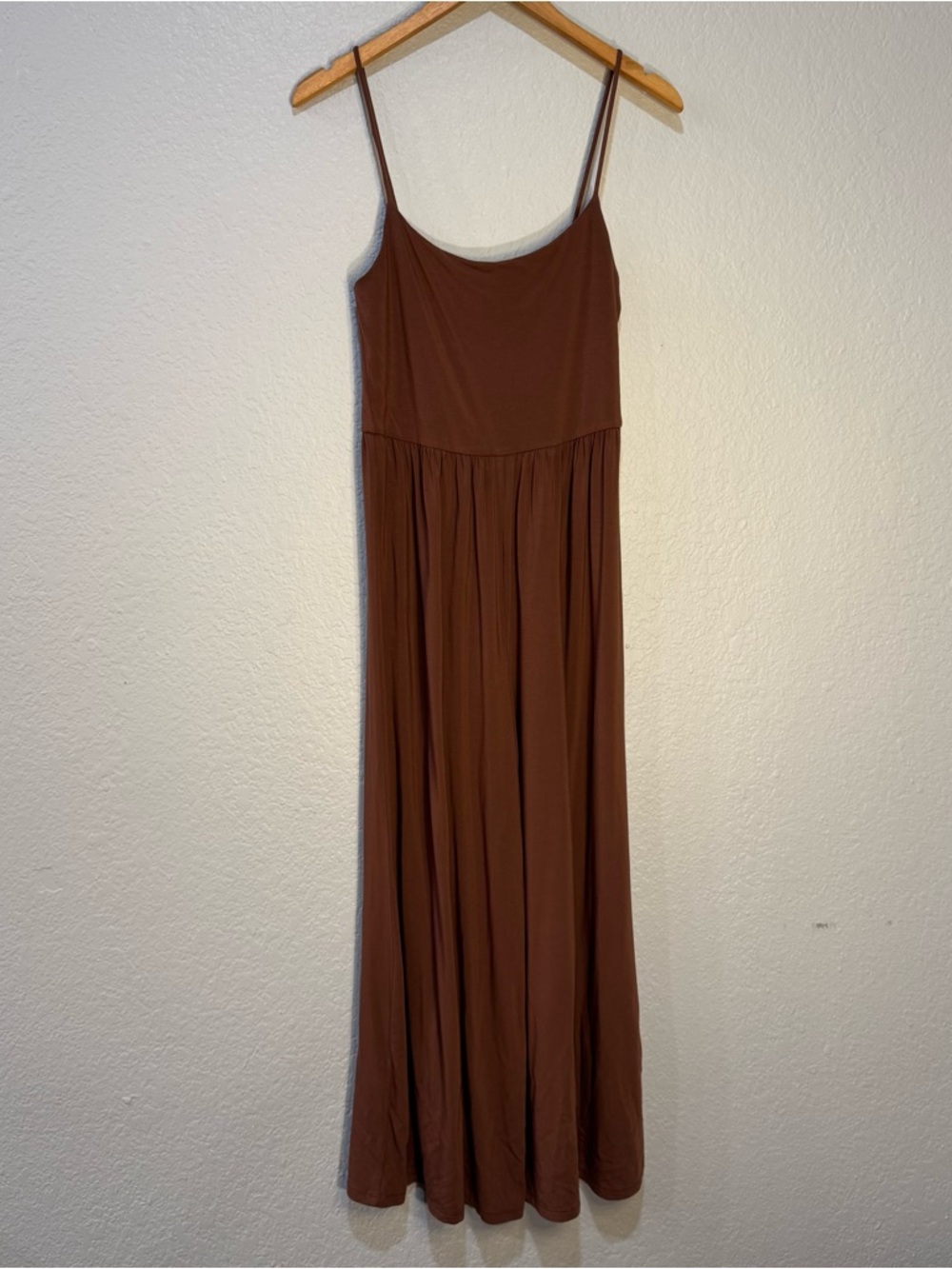 Aritzia Wilfred Brown Spaghetti-Strap Wide Leg Maxi Jumpsuit